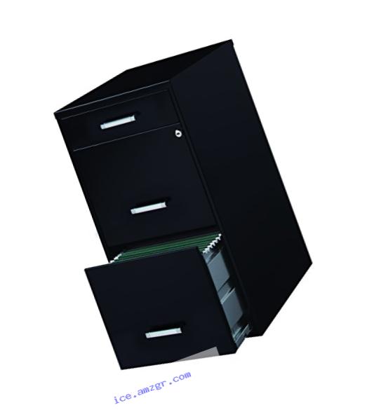 Space Solutions Metal File Cabinet with Pencil Drawer and Lock, 3 Drawers, 18
