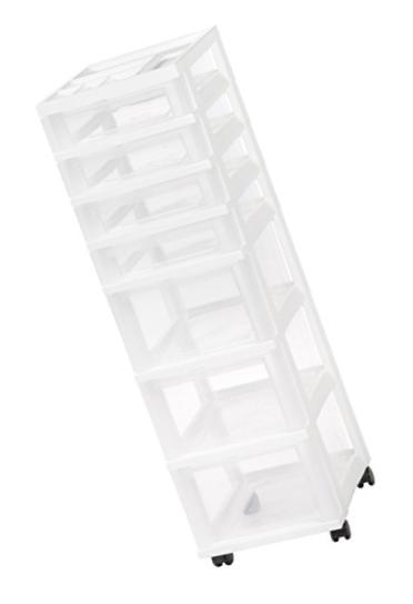 IRIS Medium 7-Drawer Storage Cart W/Organizer, White