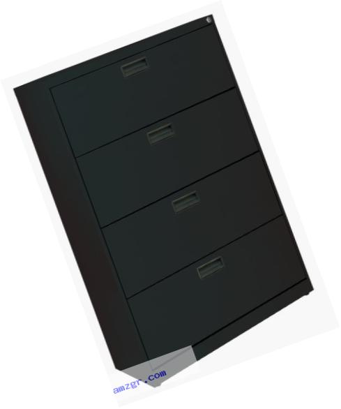 Sandusky 400 Series Black Steel Lateral File Cabinet with Plastic Handle, 30