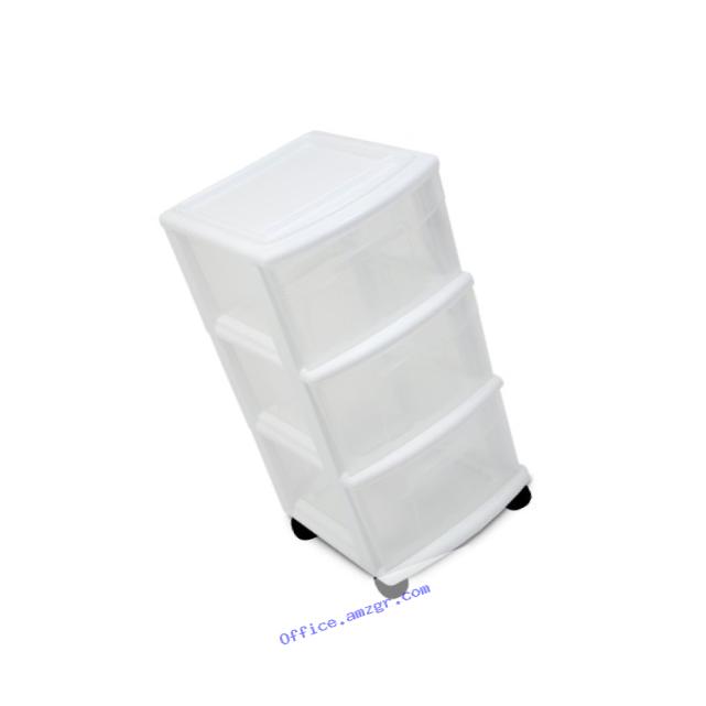 Home Products International Homz 3-Drawer Cart, Medium, White