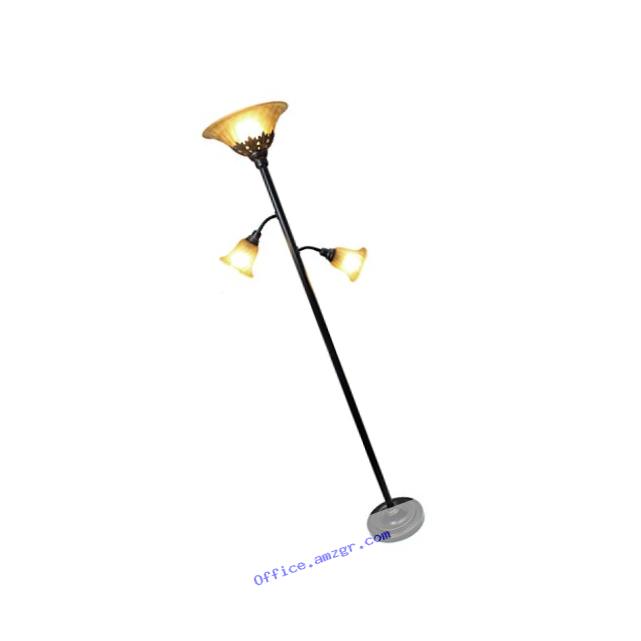 Elegant Designs LF2002-RBZ 3 Light Floor Lamp with Scalloped Glass Shades,Restoration Bronze