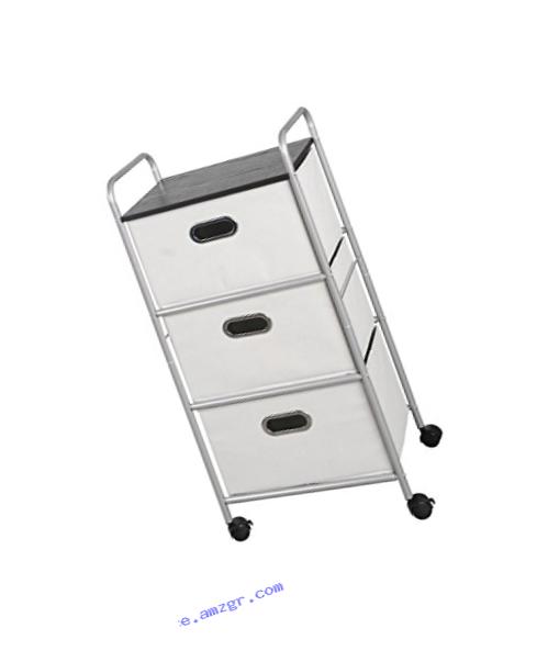 Bintopia 3 Drawer Cart with MDF Top, Gray