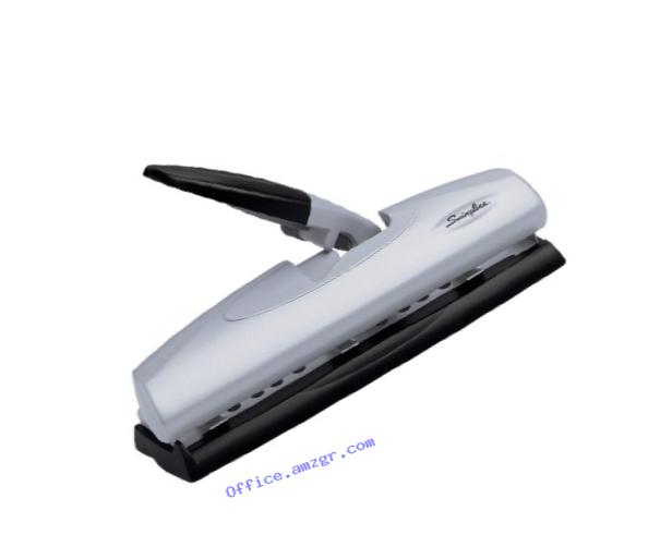 Swingline 3 Hole Punch, High Capacity Hole Puncher, 20 Sheets Punch Capacity, 2 - 7 Holes, LightTouch, Black / Silver (A7074030)