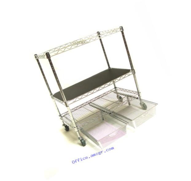 Seville Classics 3-Tier Mobile Letter/Legal Office File & Utility Cart with 2 Steel Wire Mesh Baskets