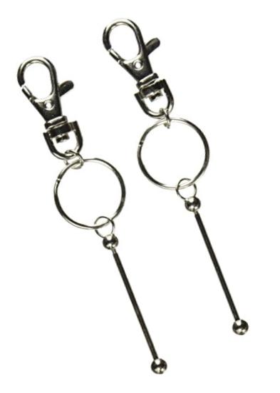 Darice Sterling Silver Bead Pins with Key Chain Clasp