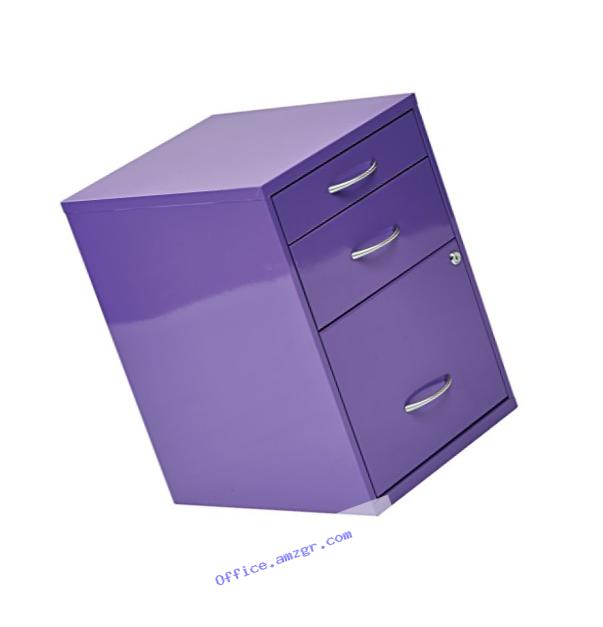 Office Star 3-Drawer Metal File Cabinet, Purple Finish