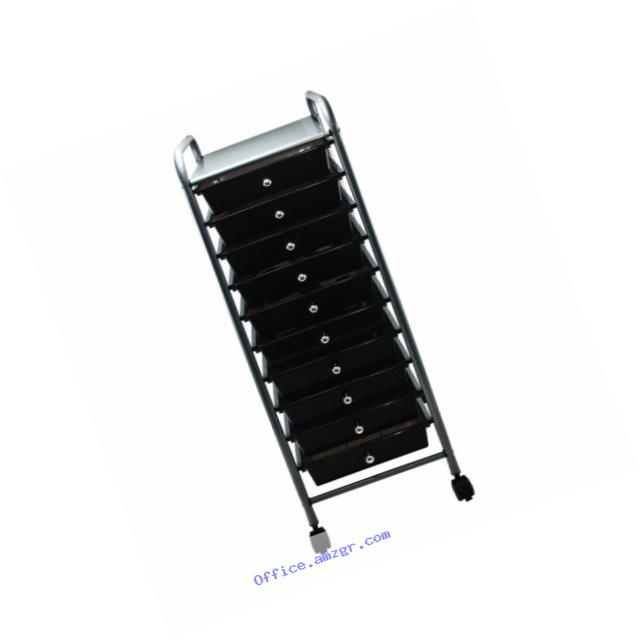 ADVANTUS 10-Drawer Rolling File Organizer Cart, 37.6 x 13 x 15.25 Inches, Smoke (34007)