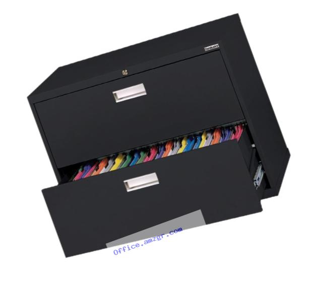 Sandusky 600 Black Steel Lateral File Cabinet, 2 Drawers, 28-3/8