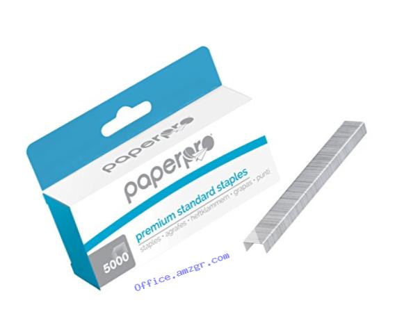 PaperPro Premium Staples for Jam-Free Stapling, 0.25 Inch, Full Strip, 5,000 Staples/Box