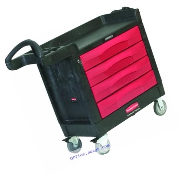 Rubbermaid Commercial TradeMaster 4-Drawer Utility Cart, Black, FG451388BLA