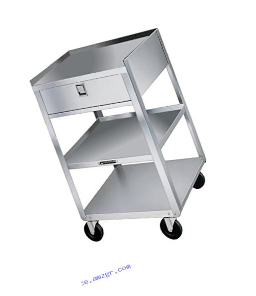 Lakeside 356 Stainless Steel Mobile Equipment Stand, Weight Capacity 300 lb., 1 Drawer, 3 Shelves, 16-3/4