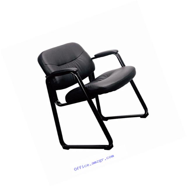 Essentials Leather Executive Sled Base Side Chair with Padded Arms Ergonomic Office Furniture (ESS-9015)