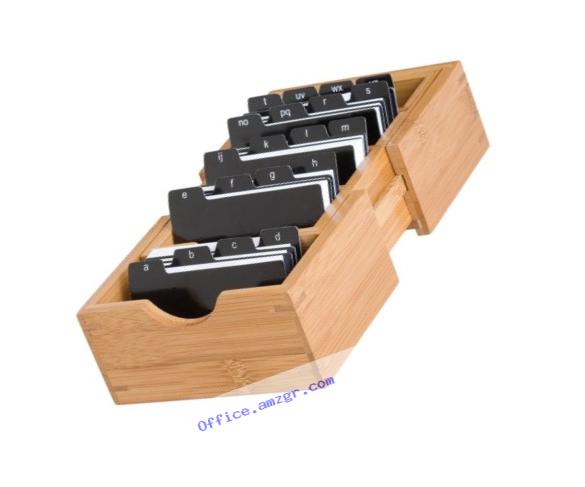 Lipper International 810 Bamboo Expandable Business Card Holder with Dividers and Index Tabs