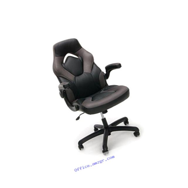 Essentials Racing Style Leather Gaming Chair - Ergonomic Swivel Computer, Office or Gaming Chair, Gray (ESS-3085-GRY)