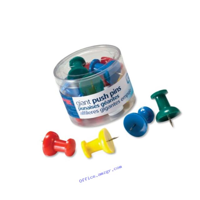Officemate Giant Push Pins 1.5 Inch, Assorted Colors, Tub of 12 (92902)