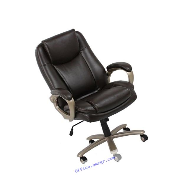 Essentials Big and Tall Leather Executive Chair - High Back Office Chair with Arms, Brown (ESS-201-BRN)
