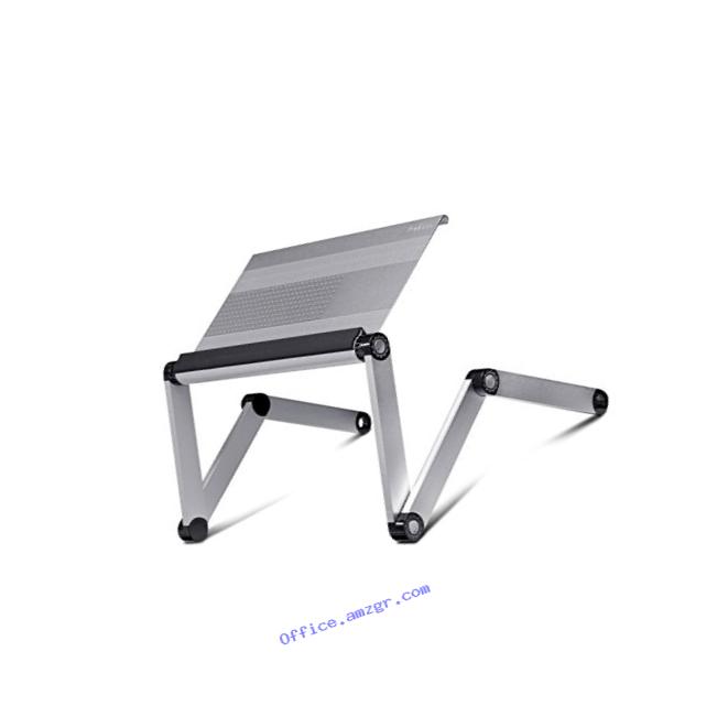 Furinno A6-Silver Ergonomics Aluminum Vented Adjustable Laptop Portable Bed Tray, Silver