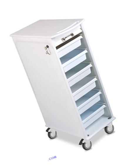 TrippNT 50100 White Polyethylene Lockable Narrow Lab Cart with Casters, 12