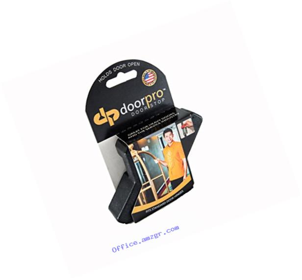 DoorPRO Doorstop Commercial Black Doorstops with Belt Clip, Fits up to 3/4-Inch Hinges, Pack of 2