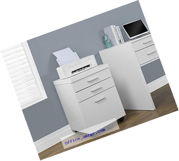 Monarch Specialties White Hollow-Core 3 Drawer File Cabinet on Castors