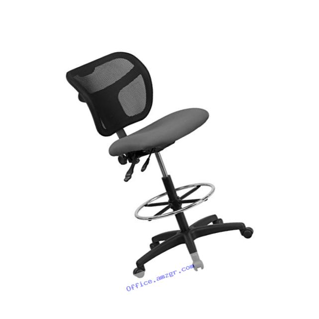 Flash Furniture Mid-Back Gray Mesh Drafting Chair