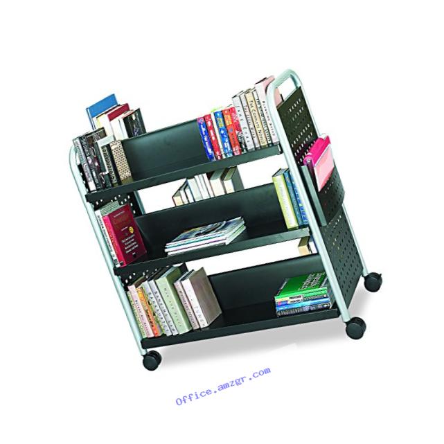 Safco Products 5335BL Scoot Double-Sided Book Cart, 6 Shelf, Black