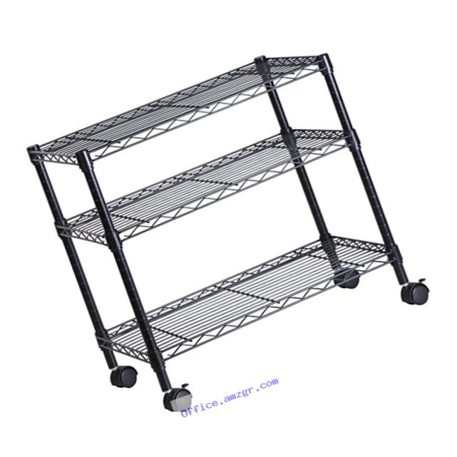 Honey-Can-Do CRT-04050 3-Shelf Rolling Media Cart with Locking Wheels, Steel Construction