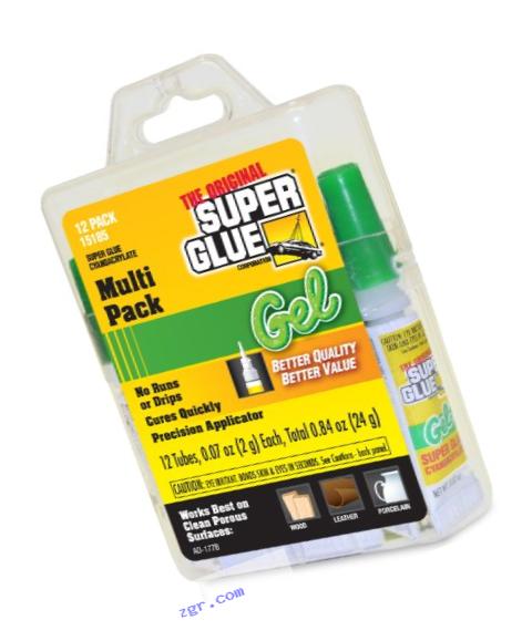 Super Glue 15185 Gel, 12-Pack, .07oz tubes