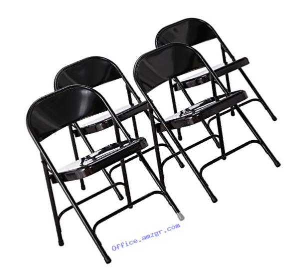 National Public Seating 50 Series All Steel Standard Folding Chair with Double Brace, 480 lbs Capacity, Black (Carton of 4)