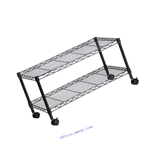 Honey-Can-Do CRT-03937 2-Shelf Rolling Media Cart with Locking wheels, steel Construction