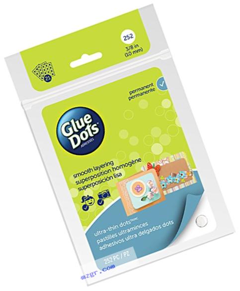 Glue Dots Ultra Thin Adhesive Dot Sheets, Contains 252 (.375 Inch) Diameter Permanent Adhesive Dots (04044FC)