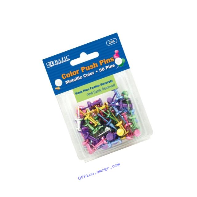 BAZIC Assorted Metallic Color Push Pins (50/Pack)