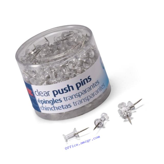 Officemate Push Pins, Clear, 200 Count (35711)