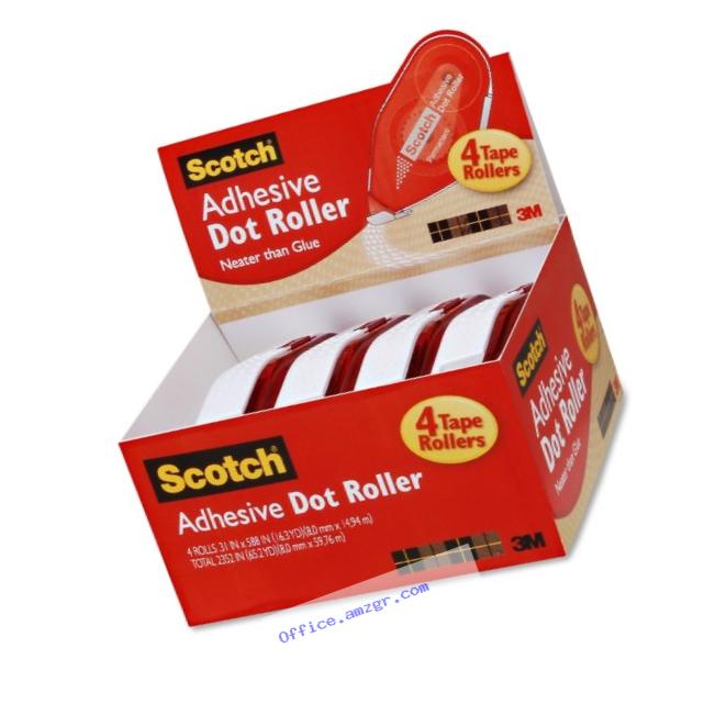 Scotch Adhesive Dot Roller Value Pack .31 Inches x 49 Feet, 4-Pack (6055BNS)