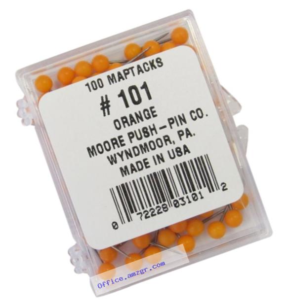 Moore Push-Pin Orange Map Tacks (101)