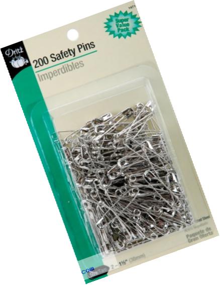 Dritz 200-Piece Safety Pins, Size 2, Nickel Finish